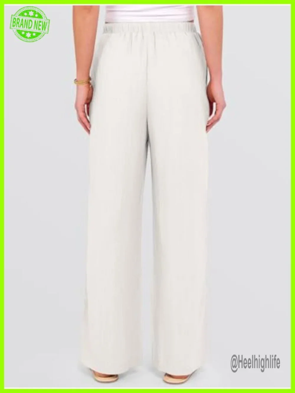 Wide Leg Beach Pants Elastic Waist Lightweight Flowy Palazzo Lounge Trousers